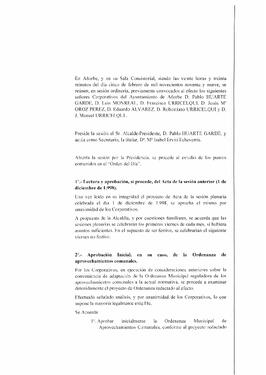 Actas de Sesiones del año 1999